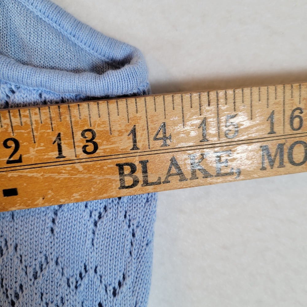 Derek Lam Collective Women Midi Dress Crochet Knit Button Size Small Blue - Picture 7 of 9